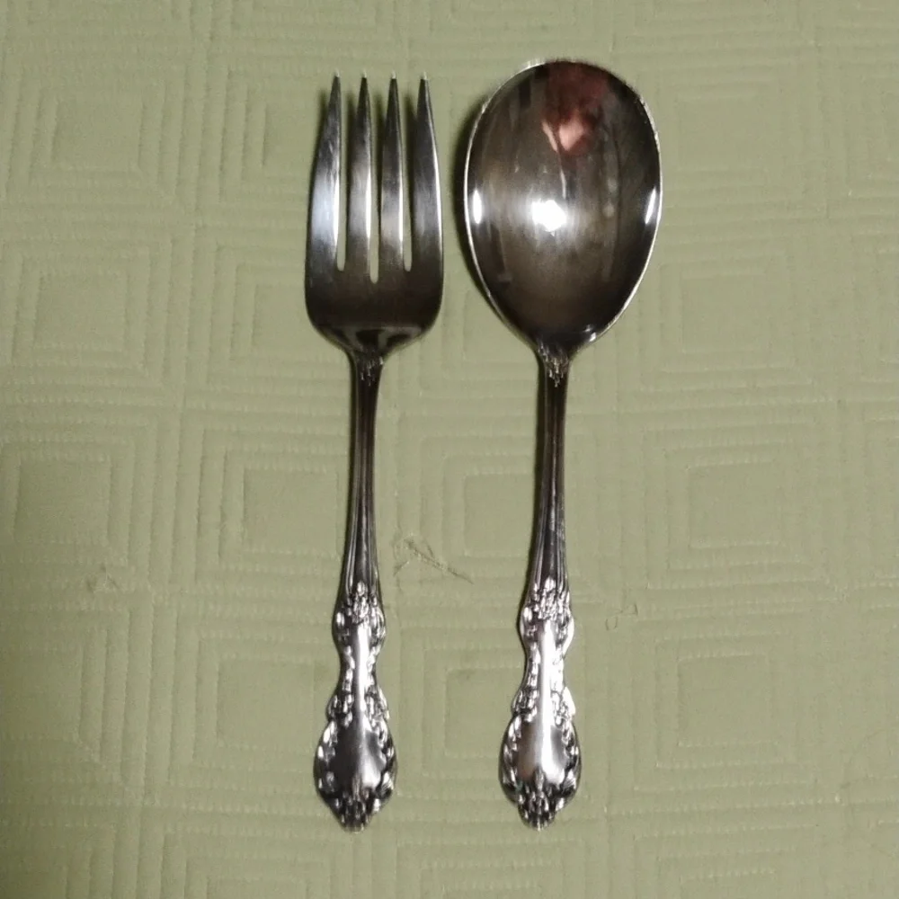 Silver plated carving set & salad set. - Picture 3 of 9